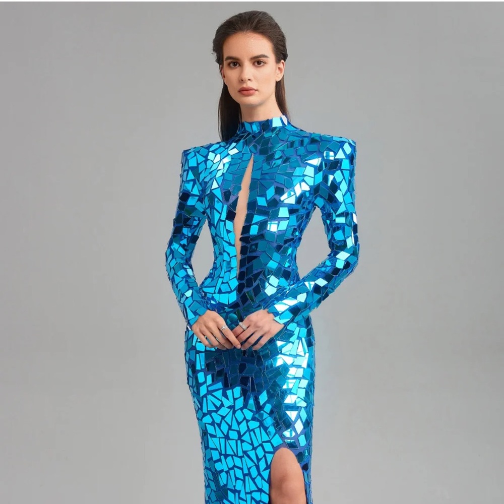 Elegant Blue Sequin Dress